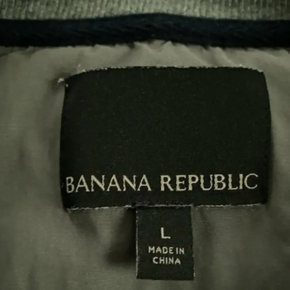 Banana Republic Men's Jacket Large Gray Cotton Full Zip Up Collar Neck Pockets